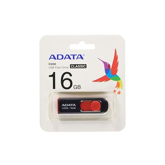 Pendrive Adata 16GB USB 2.0 Negro/Rojo C008 (AC008-16GB-RKD)