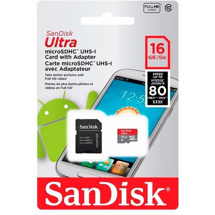 SanDisk Memoria Flash 16 GB MicroSDHC Clase 10 SDSQUNS-016G-CN3MA