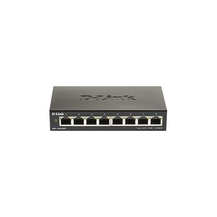 Switch D-Link DGS-1100-08PV2 de 8 Puertos Gigabit, L3, 16 Gbps, PoE, 64 W
