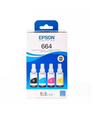Pack de 4 tintas Epson T664  Original Negro + Colores