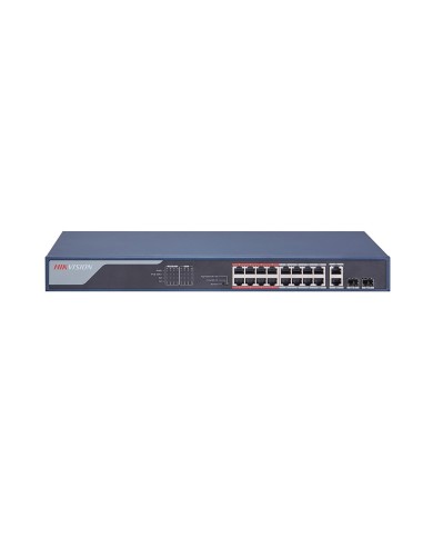 Switch L2 16 ports POE 250mt 803.3at (30W) +2 Puertos Gigabit + 2 SFP (DS-3E0318P-E)