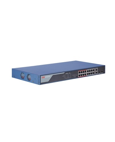 Switch L2 16 ports POE 250mt 803.3at (30W) +2 Puertos Gigabit + 2 SFP (DS-3E0318P-E)