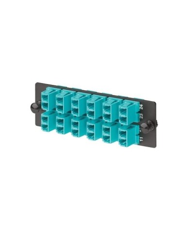 Panel Panduit Adaptador de Fibra LC, OM3 / OM4, LC Duplex, Aqua (FAP12WAQDLCZ)
