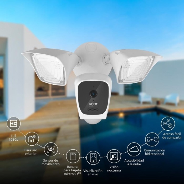 Cámara inteligente Nexxt Wi-Fi con proyectores y detector de movimiento integrados NHC-F610