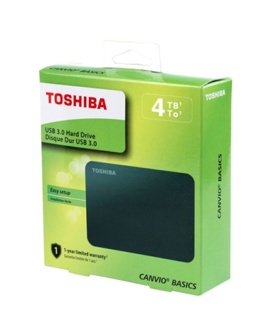 Disco Portátil Toshiba Canvio Basics 4TB USB 3.0 Negro (HDTB440XK3CA)