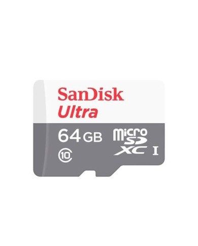 Memoria MicroSDHC 64GB Sandisk CLASE 10 (80MB/s) con Adaptador SD (SDSQUNS-064G-CN3MA)