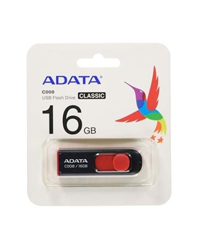 Pendrive Adata 16GB USB 2.0 Negro/Rojo C008 (AC008-16GB-RKD)