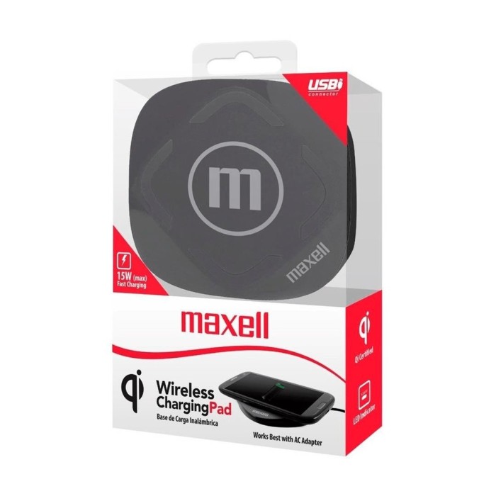 Cargador inalámbrico Maxell 15W carga rápida USB