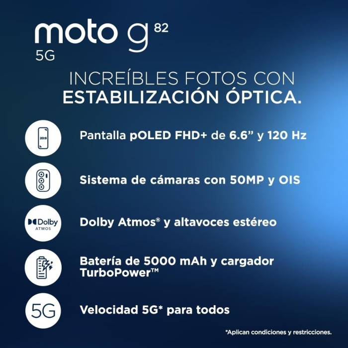 Smartphone Motorola Moto G82, RAM 6GB, 128GB, Android 12, Blanco