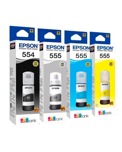 Pack de tintas Epson T554 - T555 para Ecotank L8160 L8180