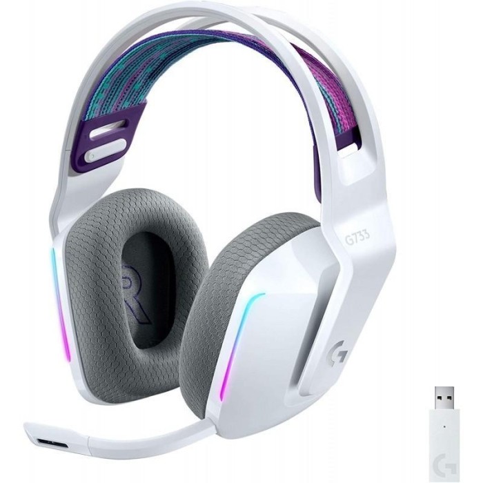 Audífonos Gamer Logitech G733 LightSpeed Wireless (RGB, Dongle USB, Blanco)