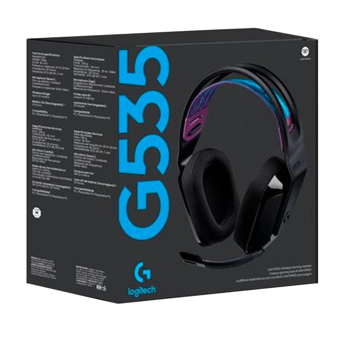 Audífonos Gamer Logitech G535 Lightspeed (Dongle USB, PC/ PS5, Negro)