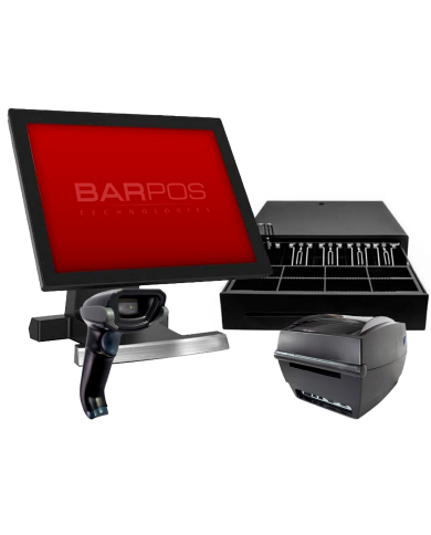 Kit POS All-in-One Barpos J200 + Lector Barra 3300 + Impresora de etiquetas + Gaveta de dinero