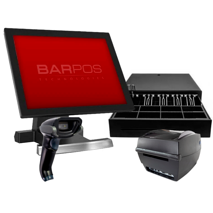 Kit POS All-in-One Barpos J200 + Lector Barra 3300 + Impresora de etiquetas + Gaveta de dinero