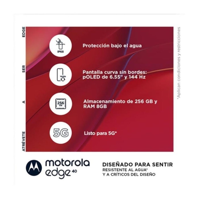 Smartphone Motorola Edge 40, Ram 8GB, 256GB, Android 13 Magenta