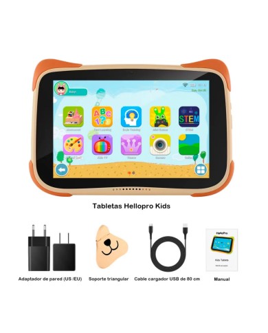 Tablet Kids Educacional 8” HD, 4GB Ram, 64GB, Android 13, Puppy Brown, WiFi
