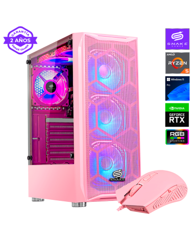 Pc Gamer Vibora Pink V3 AMD Ryzen 5 5600, RTX 3050, SSD 500GB, RAM 16 GB, W11P