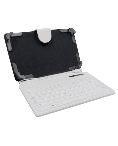 Funda para Tablet Universal T-295 Blanca con Teclado Micro USB
