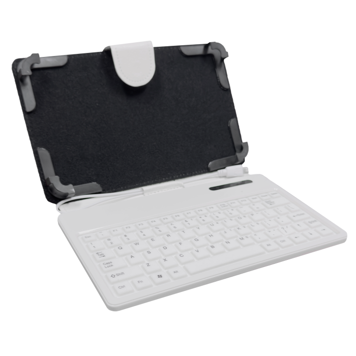 Funda para Tablet Universal T-295 Blanca con Teclado Micro USB