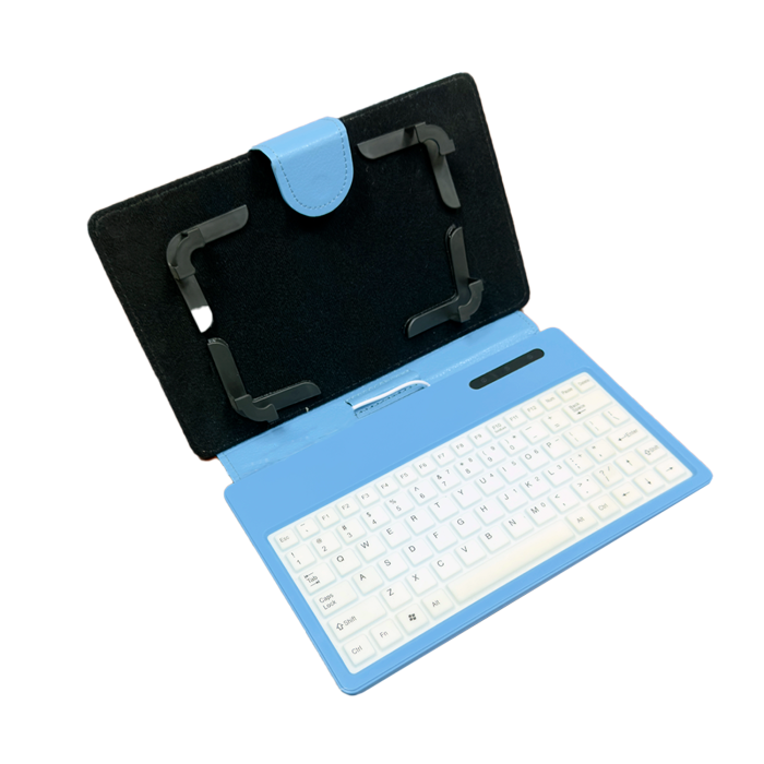 Funda para Tablet Universal T-295 Celeste con Teclado Micro USB