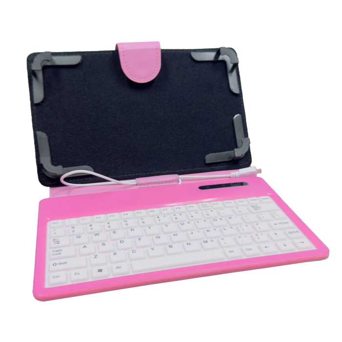 Funda para Tablet Universal T-295 Rosa con Teclado Micro USB