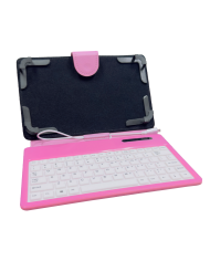 Funda para Tablet Universal T-295 Rosa con Teclado Micro USB