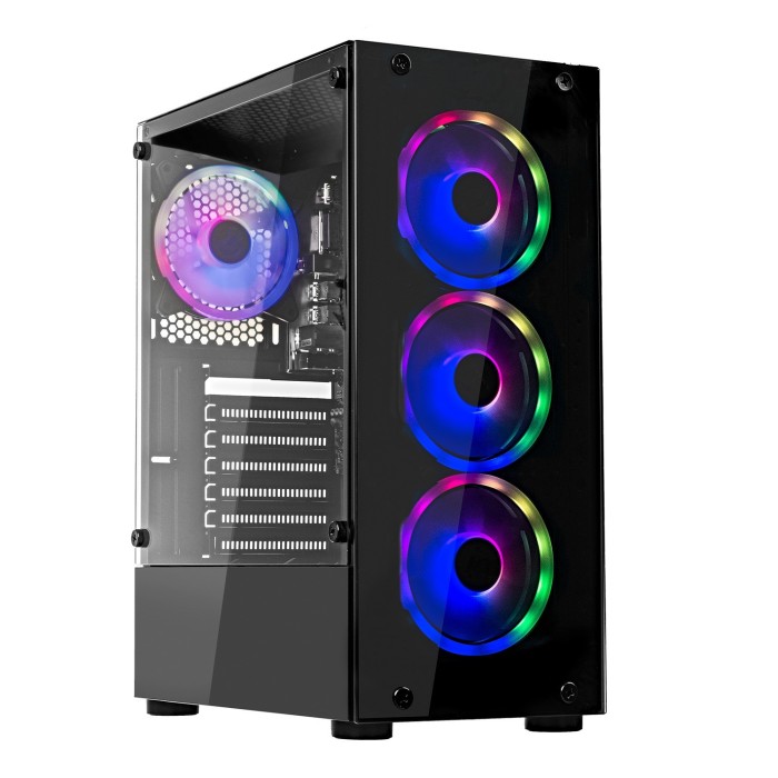 Gabinete Gamer Gariba Black Incluye Fuente de Poder 600W