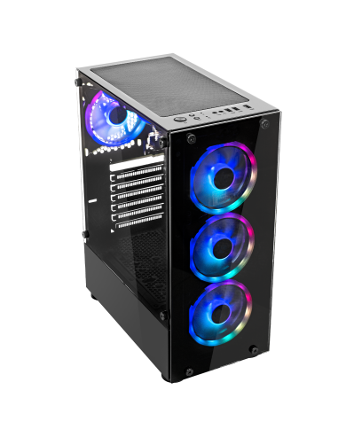 Gabinete Gamer Gariba Black, Vidrio Templado, Mid-tower, Incluye Fuente de Poder 600W