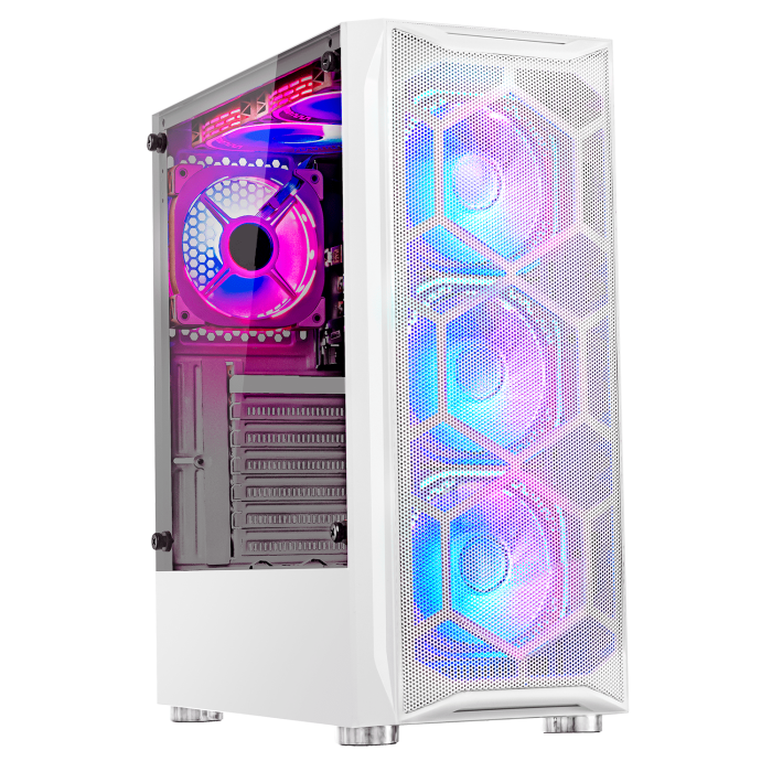 Gabinete Gamer Lacheris White Incluye Fuente de Poder 600W