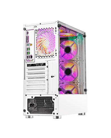 Gabinete Gamer Lacheris White, Vidrio Templado, Mid-tower, Incluye Fuente de Poder 600W