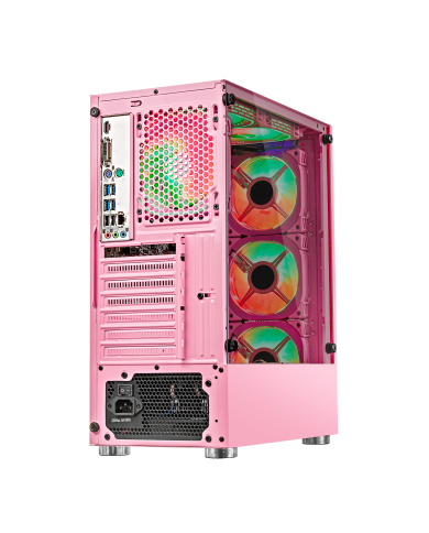 Gabinete Gamer Lacheris Pink, Vidrio Templado, Mid-tower, Incluye Fuente de Poder 600W