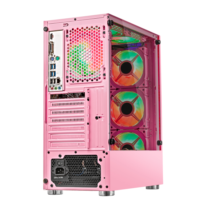 Gabinete Gamer Lacheris Pink, Vidrio Templado, Mid-tower, Incluye Fuente de Poder 600W