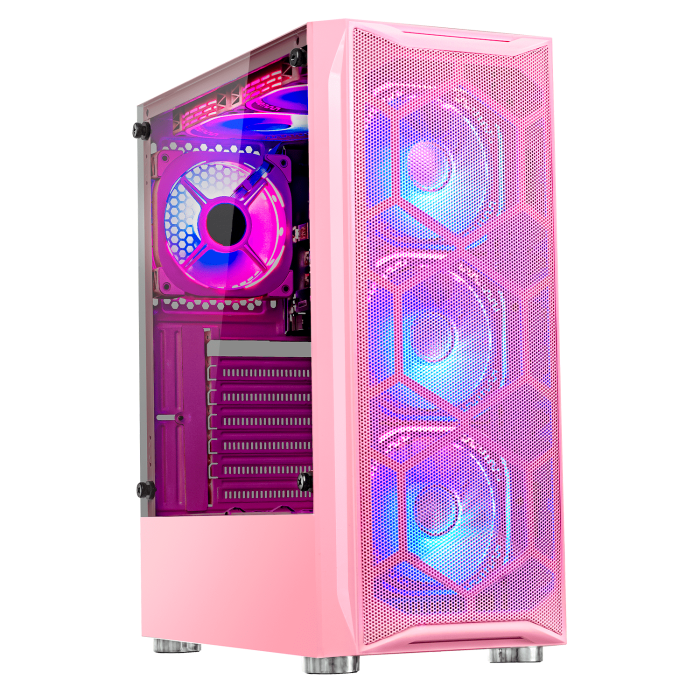 Gabinete Gamer Lacheris Pink Incluye Fuente de Poder 600W