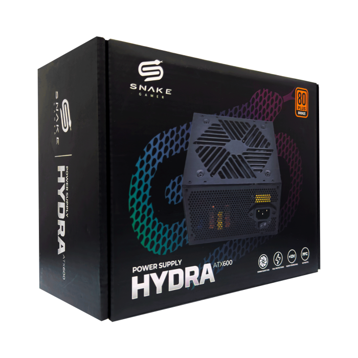 Fuente de Poder Hydra ATX 600W Certificada 80 Plus Bronze | Snake Gamer