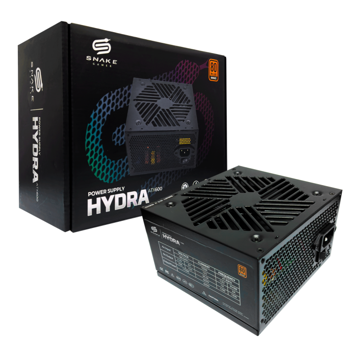 Fuente de Poder Hydra ATX 600W Certificada 80 Plus Bronze