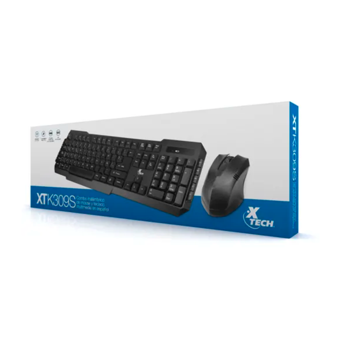 Kit Teclado Mouse Gamer Inalámbrico XTech XTK-309S USB 2.4GHz Español Negro