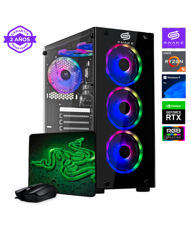 Pc Gamer Vibora Black V6 AMD Ryzen 5 5500, RTX 3050, SSD 1TB, RAM 16 GB, W11P