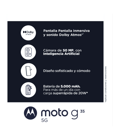 Smartphone Motorola Moto g35 5G 4GB RAM, 128GB, Android 14, Naranja