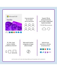 Microsoft Office 365 Familia, 32/64 Bits, 6 Usuarios, Plurilingüe, Descarga digital (ESD), 1 año