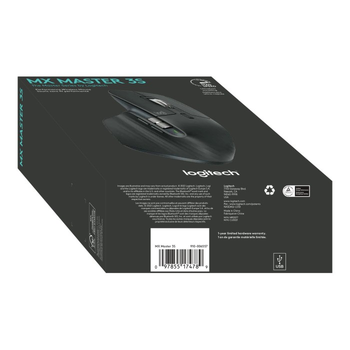 Mouse Inalámbrico Logitech MX Master 3s 8000 DPI Bluetooth 7 Botones