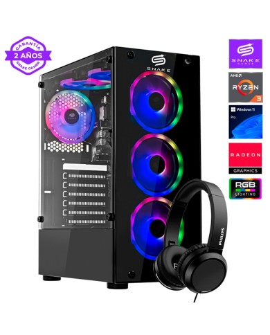 Pc Gamer Vibora Black V0 AMD Ryzen 3 3200G, SSD 256GB, RAM 16 GB, W11P | Snake Gamer