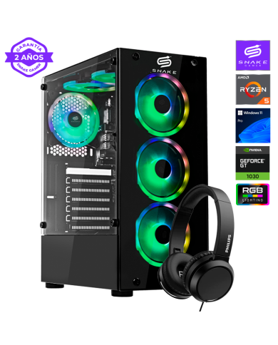 Pc Gamer Vibora Black V8 AMD Ryzen 5 5500, GT 1030, SSD 256GB, RAM 16 GB