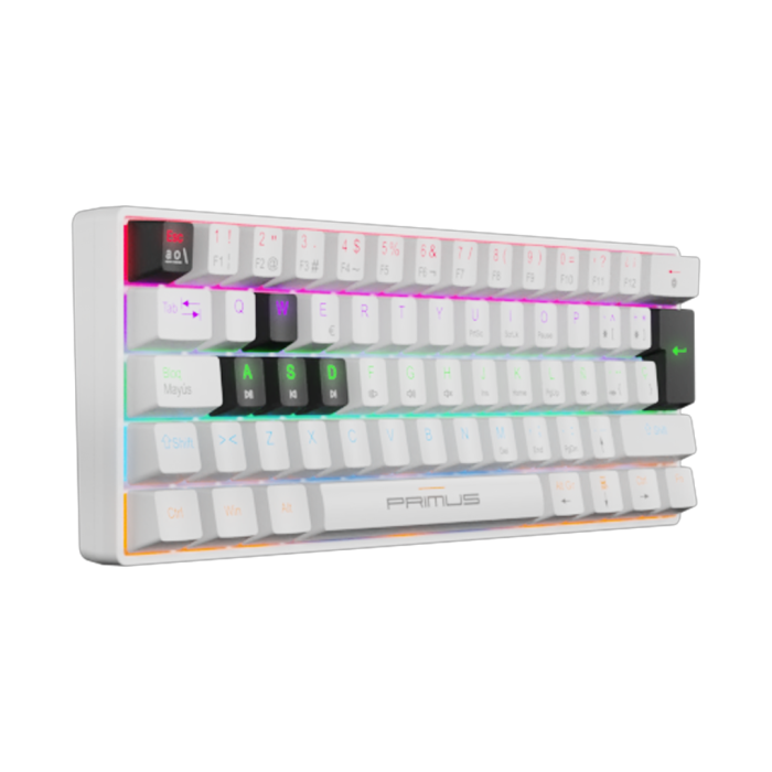 Teclado Mecánico Primus Ballista61T Blanco 61 Teclas, Switch Red, RGB, USB-C, Español
