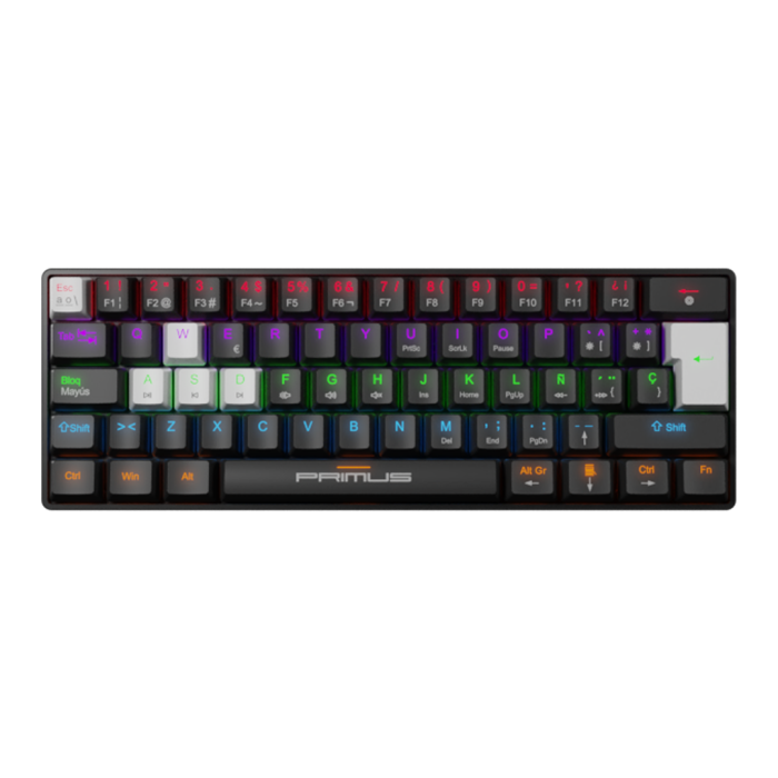 Teclado Mecánico Primus Ballista61T Negro 61 Teclas, Switch Red, RGB, USB-C, PKS-060G-S