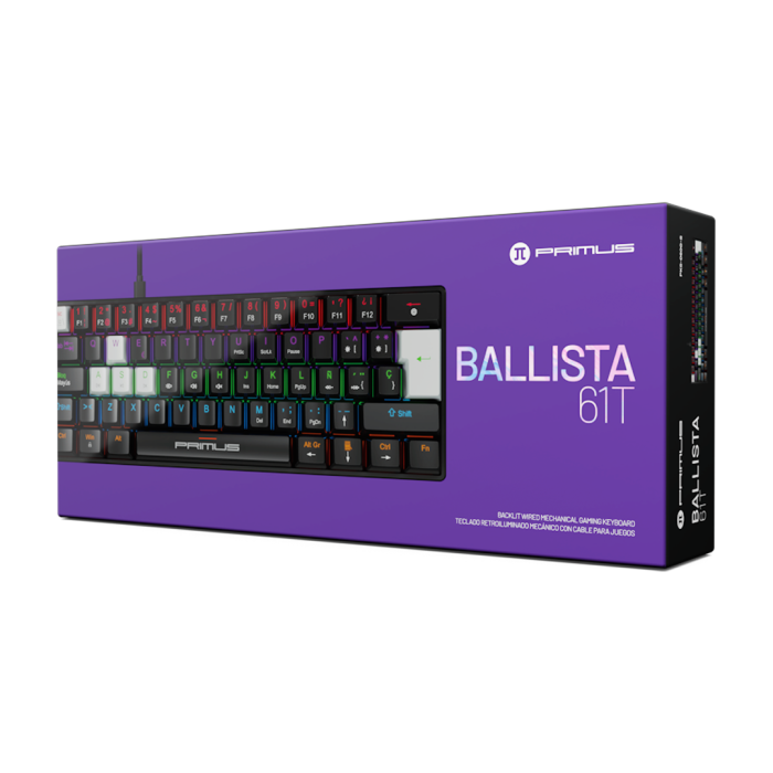 Teclado Mecánico Primus Ballista61T Negro 61 Teclas, Switch Red, RGB, USB-C, Español