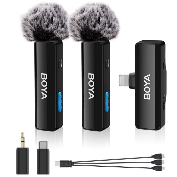 Micrófono inalámbrico Boya BOYALINK A2 Doble para USB-C, Lightning y 3.5mm