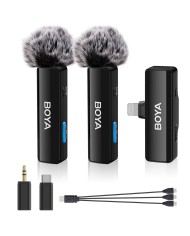Micrófono inalámbrico Boya BOYALINK A2 Doble para USB-C, Lightning y 3.5mm