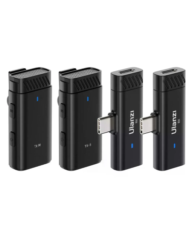 Micrófono Lavalier inalámbrico Ulanzi HM2301 de doble canal, Transmite Simultáneamente a Dos Teléfonos