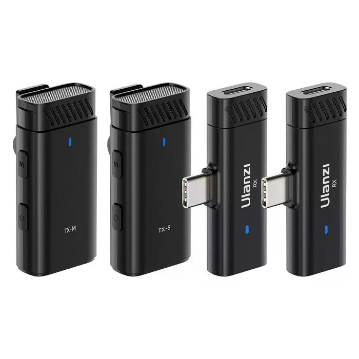 Micrófono Lavalier inalámbrico Ulanzi HM2301 de doble canal, Transmite Simultáneamente a Dos Teléfonos
