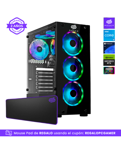 Pc Snake Gamer Cobra Black V4 Intel Core I5-12400F, RTX 3050, 16GB RAM + 512TB SSD, Windows 11 Pro